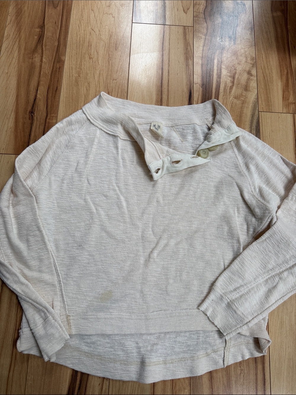 We The Free Cream Button-Neck Lightweight Sweater